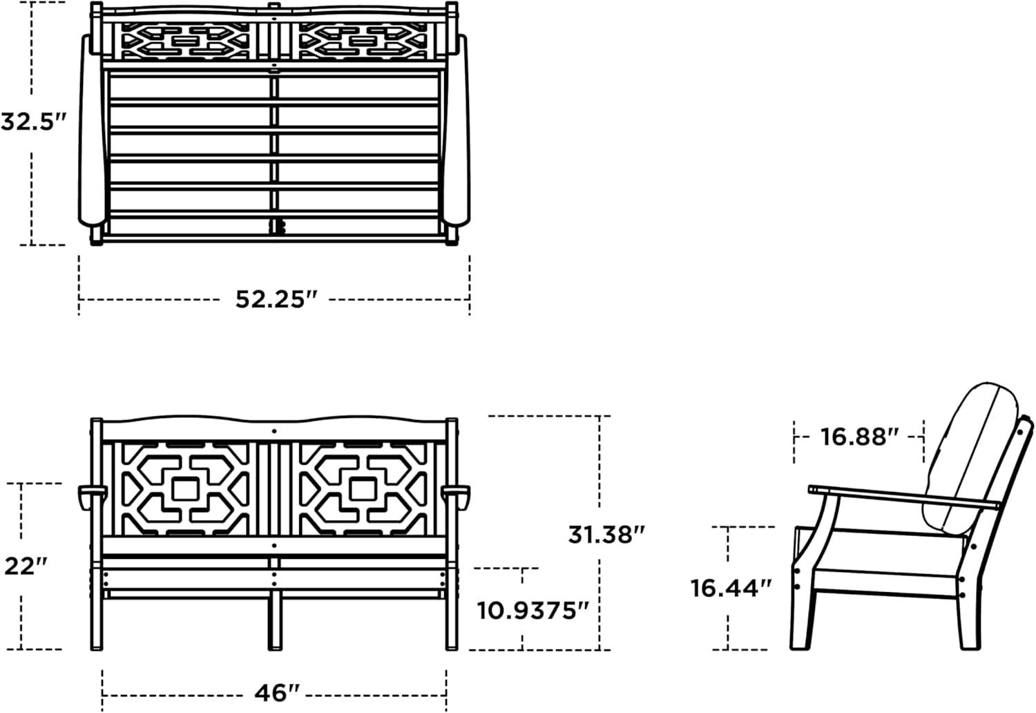 imageMartha Stewart by POLYWOOD Chinoiserie Deep Seating Loveseat in MahoganySpiced BurlapMahogany Spiced Burlap