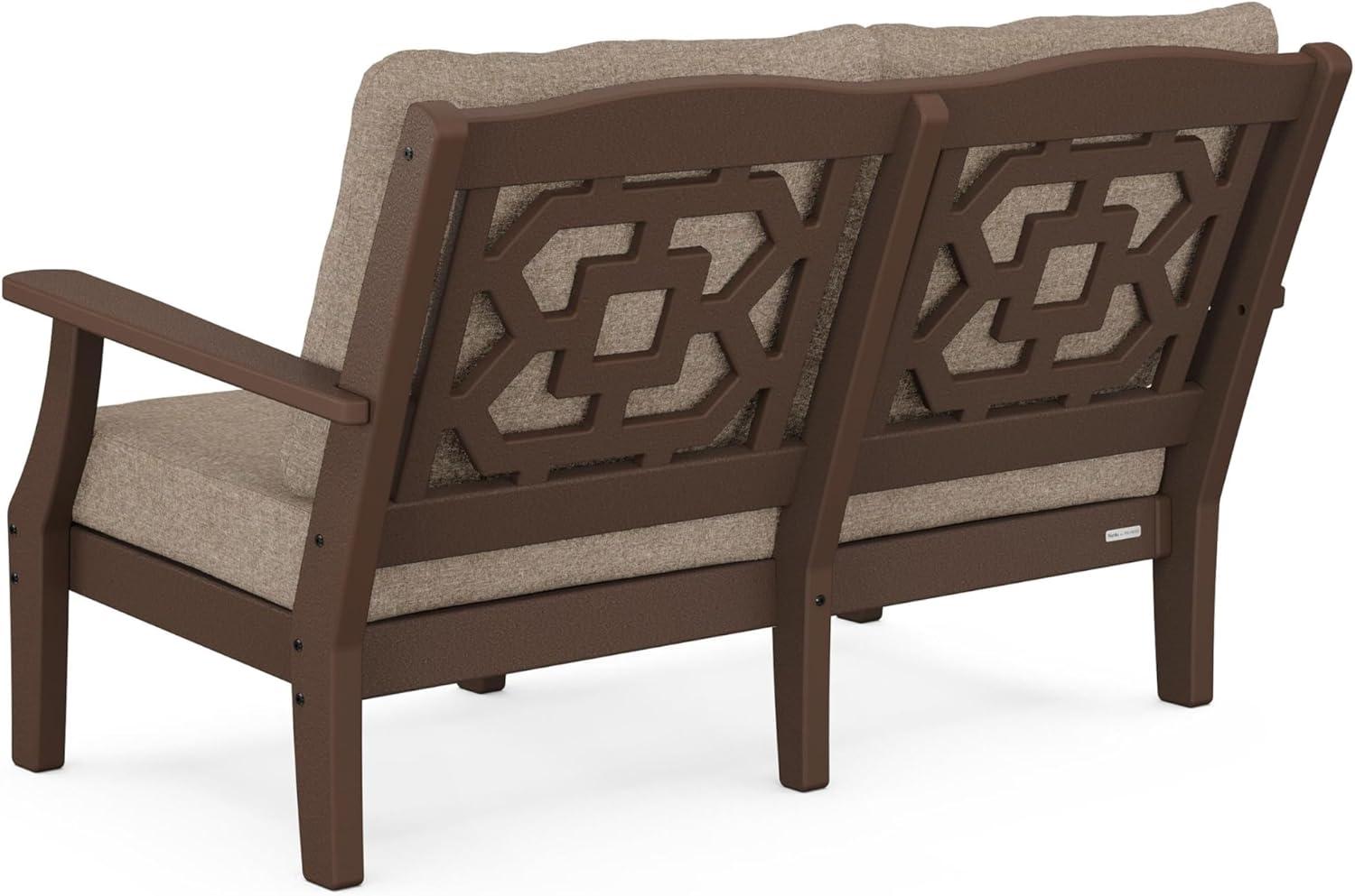 imageMartha Stewart by POLYWOOD Chinoiserie Deep Seating Loveseat in MahoganySpiced BurlapMahogany Spiced Burlap