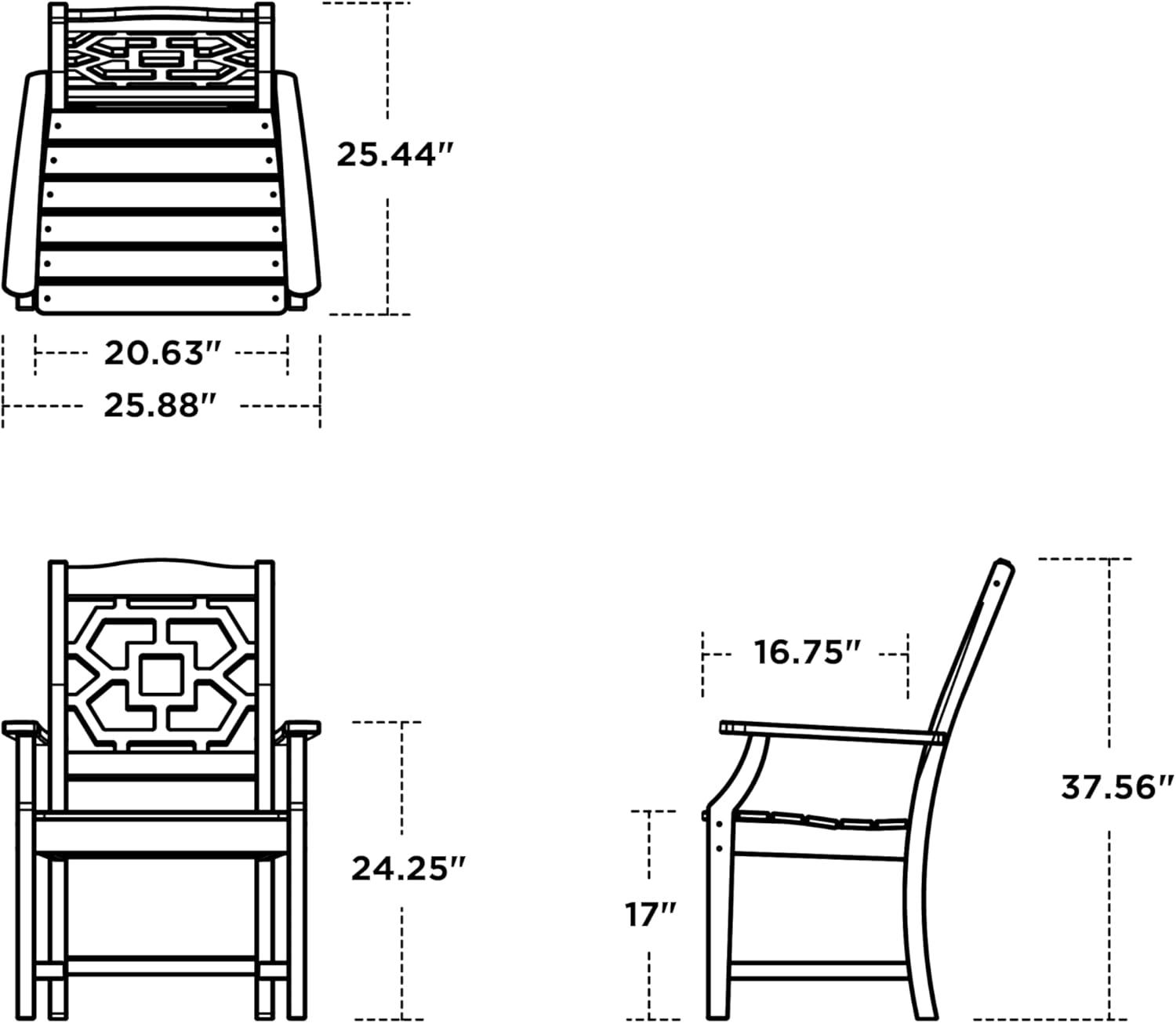 imageMartha Stewart by POLYWOOD Chinoiserie Outdoor Dining Arm Chair Slate Grey Durable HDPE AllWeather Comfortable Patio Seating with Lattice Back Backyard Garden Furniture Made in The USAGreen
