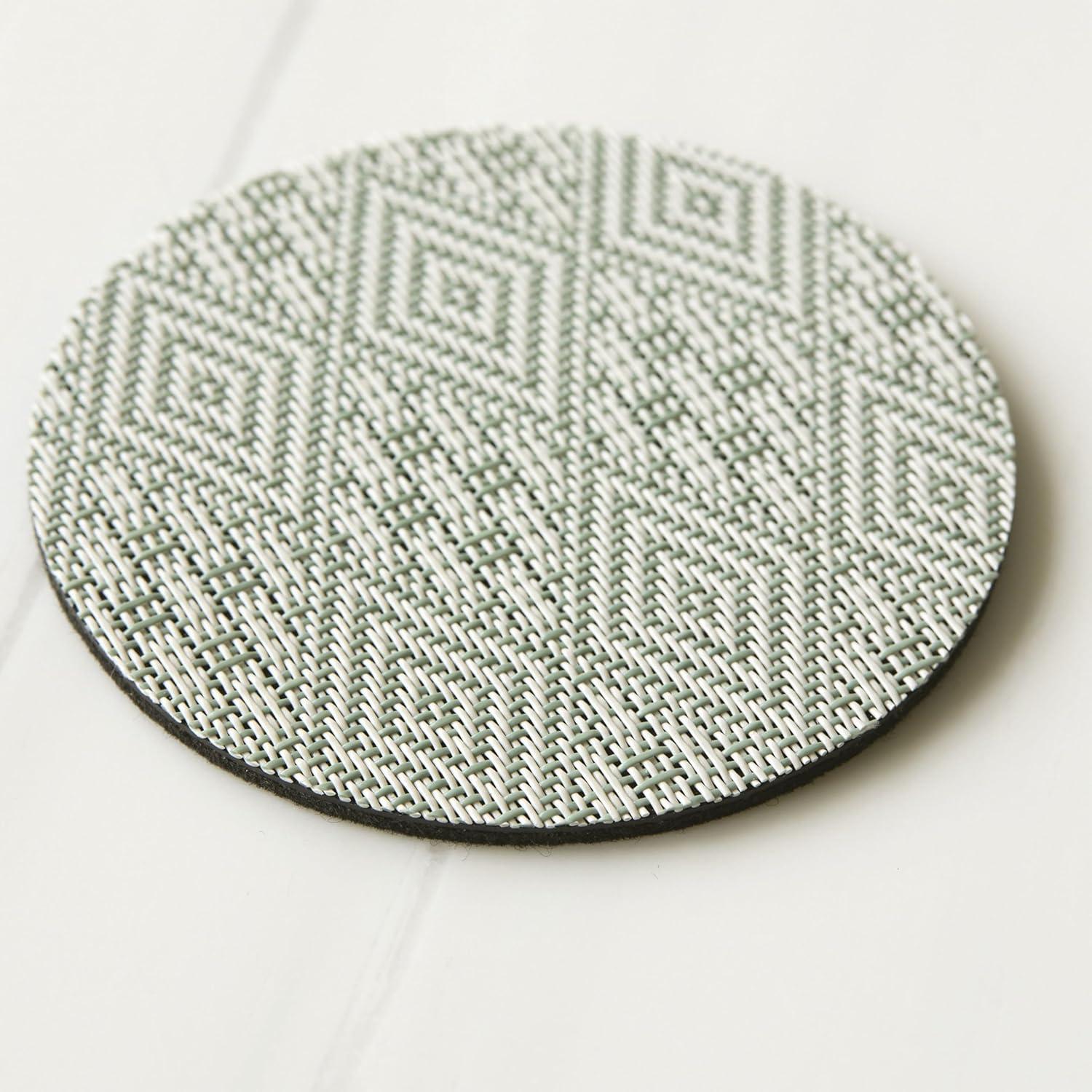 imageMartha by Martha Stewart Chilewich Boxwood Coasters in Abalone Set of 4 StainResistant Woven Textile with Recycled Felt Backing 5 RoundAbalone