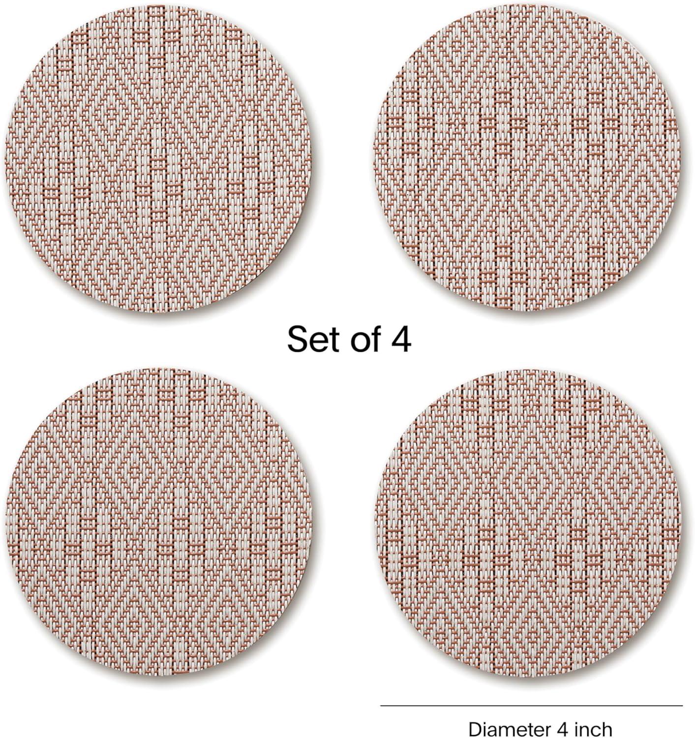 imageMartha by Martha Stewart Chilewich Boxwood Coasters in Abalone Set of 4 StainResistant Woven Textile with Recycled Felt Backing 5 RoundBurnt Coral