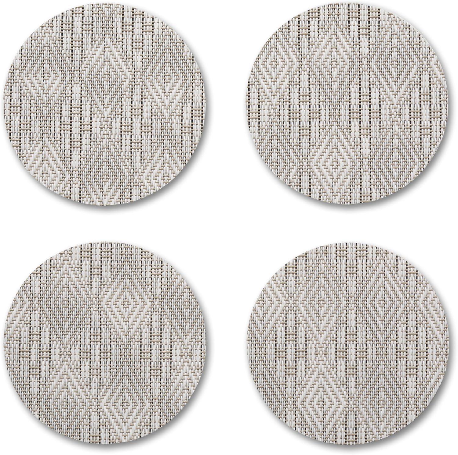 imageMartha by Martha Stewart Chilewich Boxwood Coasters in Abalone Set of 4 StainResistant Woven Textile with Recycled Felt Backing 5 RoundFlax