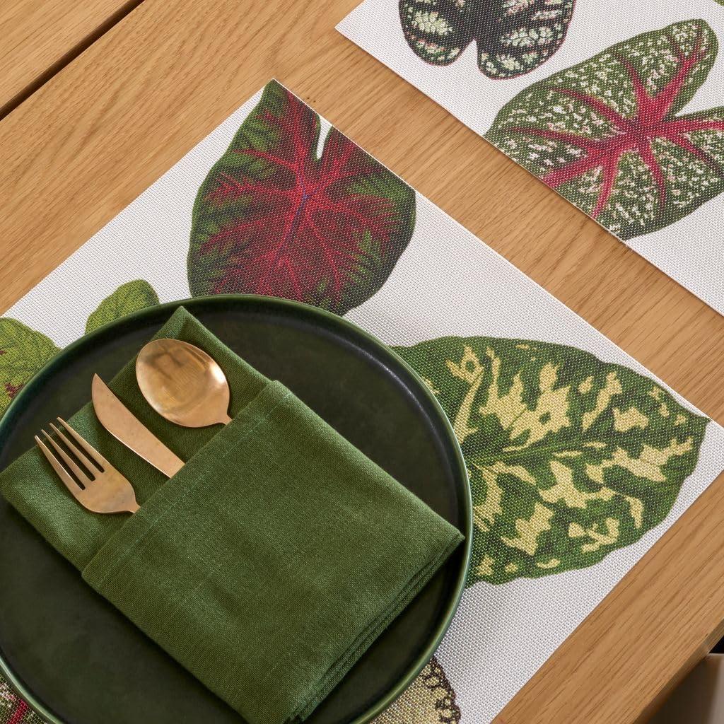imageMartha by Martha Stewart Chilewich Scattered Leaf Placemat Set of 4 Easy Care Woven Tabletop Textile IndoorOutdoor 185 x 135 Rectangle