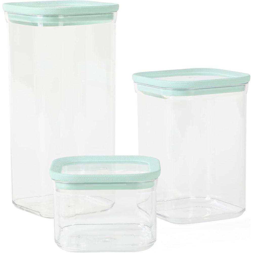imageMartha Stewart Hadsell 6 Piece 321 oz 22 oz 135 oz Round Borosilicate Glass Storage Container Set wPP Pop Martha Blue LidsSquare 60oz 37oz 17oz