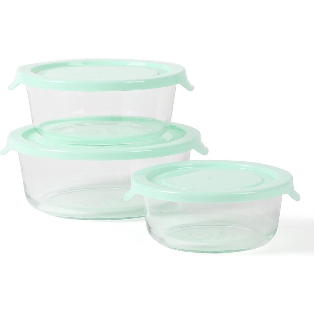 imageMartha Stewart Langstaff 6 Piece 92 oz 60 oz 26 oz Stackable Rectangular Container Set wMartha Blue LidRound 321oz 22oz 135oz