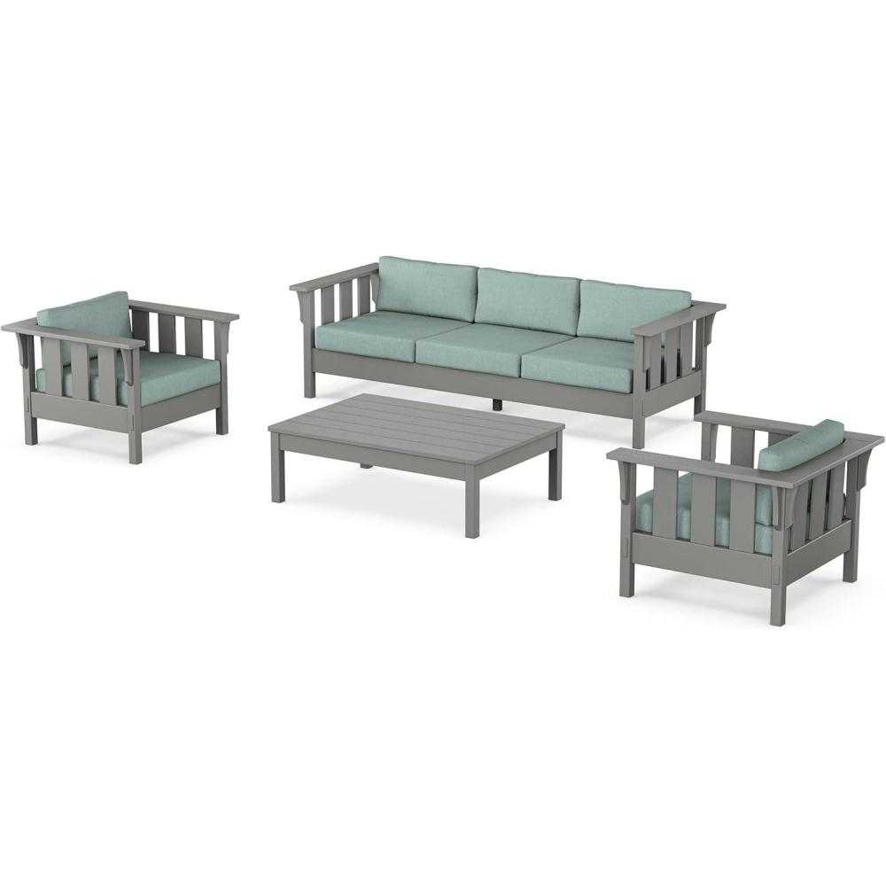 imageMartha Stewart by POLYWOOD Acadia 4Piece Deep Seating Set with Sofa in Slate Grey Ash CharcoalGlacier Spa
