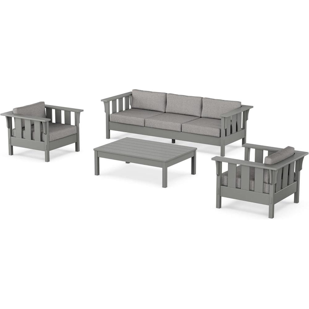 imageMartha Stewart by POLYWOOD Acadia 4Piece Deep Seating Set with Sofa in Slate Grey Ash CharcoalGrey Mist
