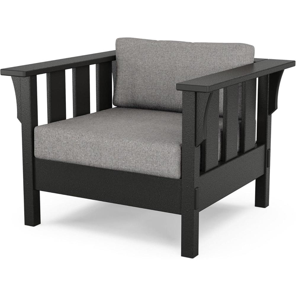 imageMartha Stewart by POLYWOOD Acadia Deep Seating Chair in Slate GreyNatural LinenBlack  Grey Mist