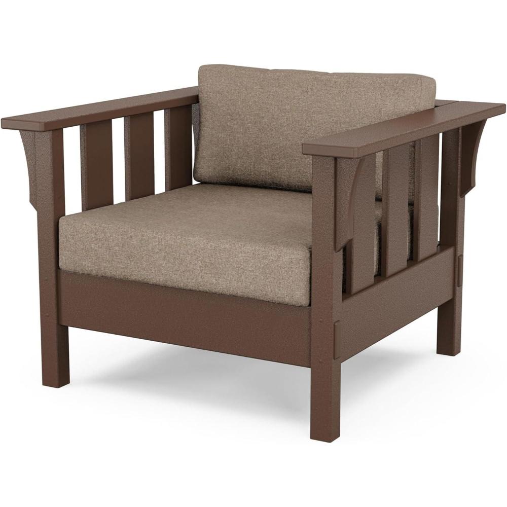 imageMartha Stewart by POLYWOOD Acadia Deep Seating Chair in Slate GreyNatural LinenMahogany  Spiced Burlap