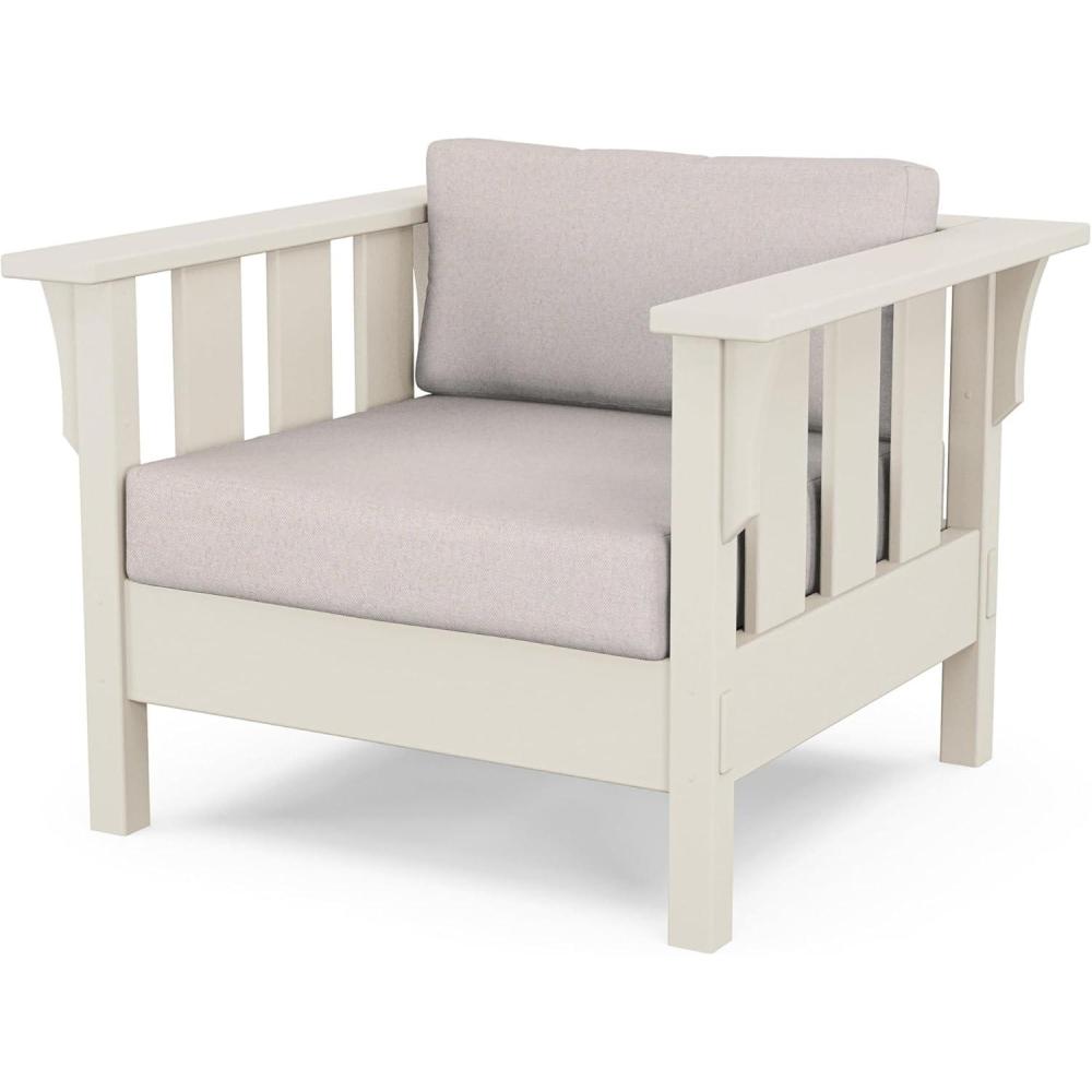 imageMartha Stewart by POLYWOOD Acadia Deep Seating Chair in Slate GreyNatural LinenSand  Dune Burlap