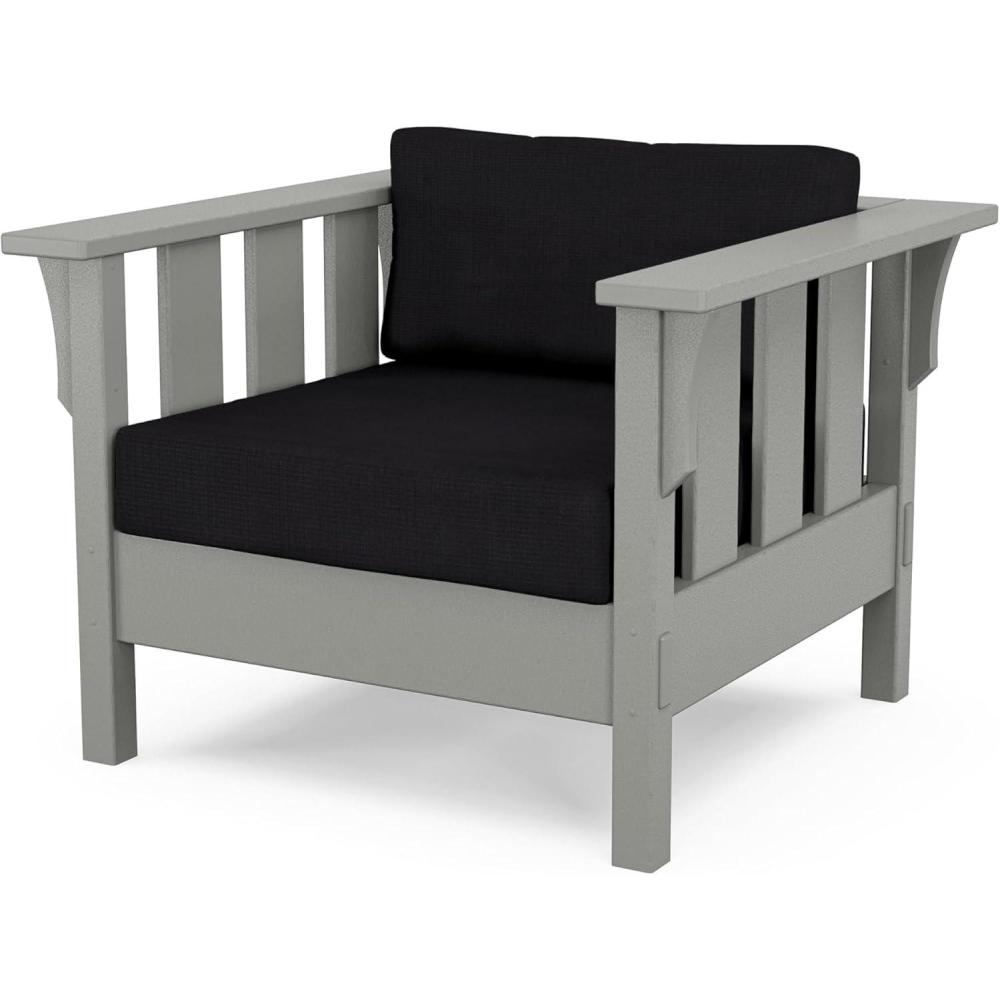 imageMartha Stewart by POLYWOOD Acadia Deep Seating Chair in Slate GreyNatural LinenSlate Grey  Midnight Linen