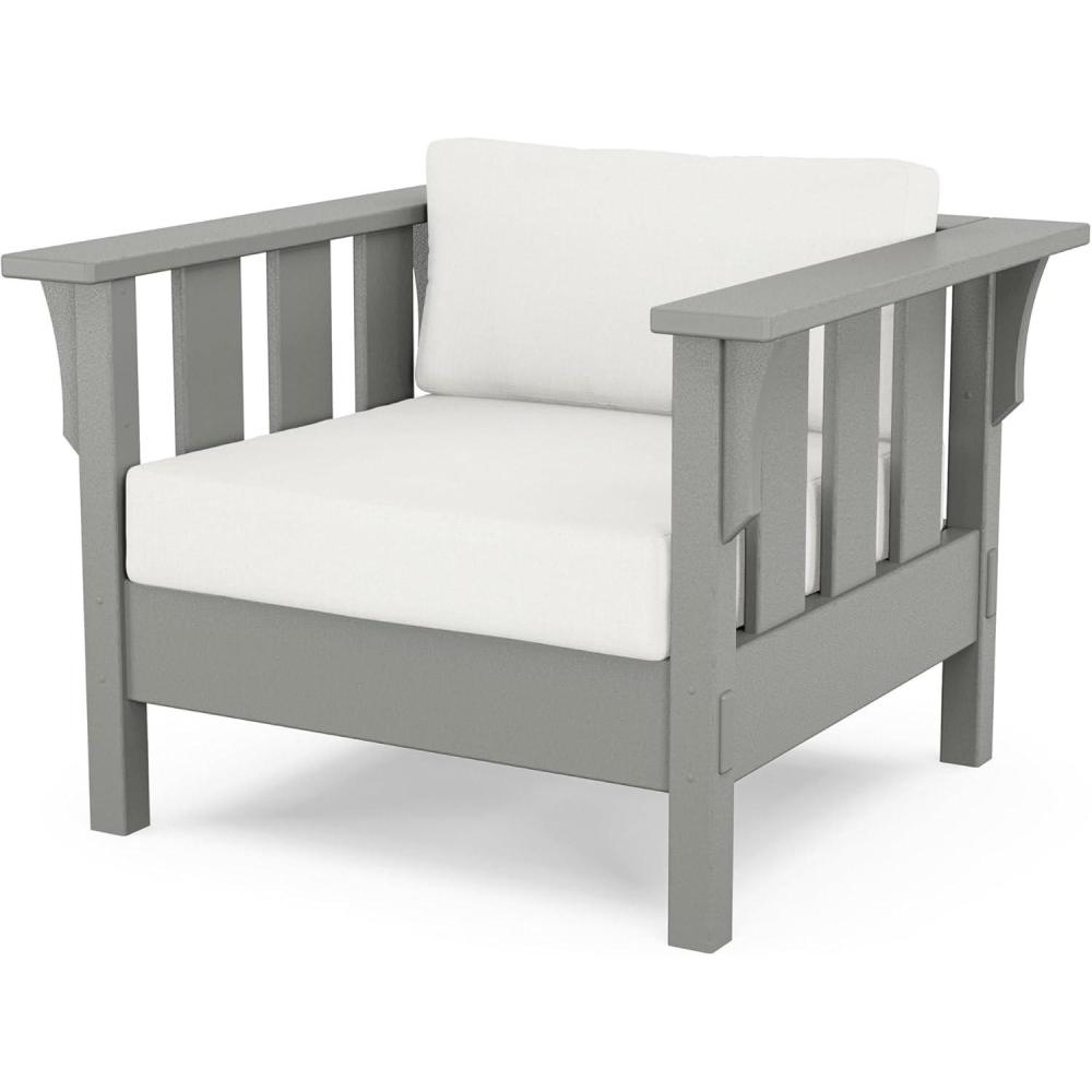 imageMartha Stewart by POLYWOOD Acadia Deep Seating Chair in Slate GreyNatural LinenSlate Grey  Natural Linen
