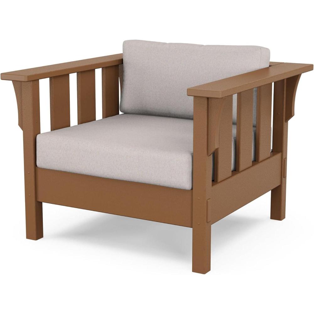 imageMartha Stewart by POLYWOOD Acadia Deep Seating Chair in Slate GreyNatural LinenTeak  Dune Burlap