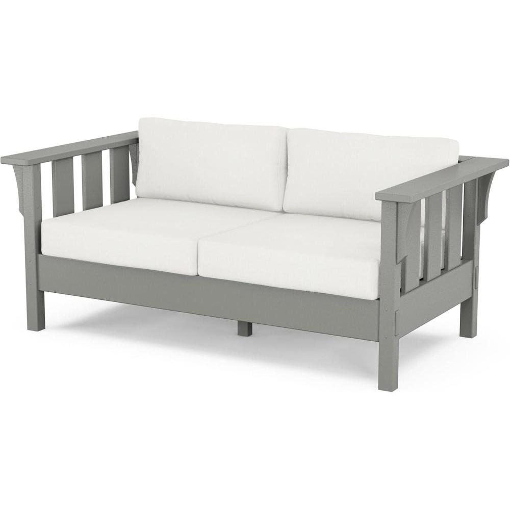 imageMartha Stewart by POLYWOOD Acadia Deep Seating Loveseat in BlackDune BurlapSlate Grey  Natural Linen