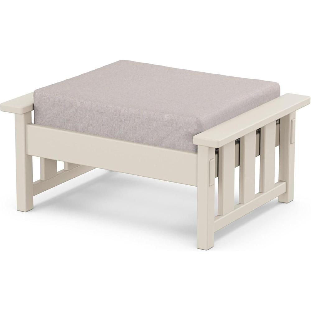 imageMartha Stewart by POLYWOOD Acadia Deep Seating Ottoman in Slate GreyMidnight LinenSand  Dune Burlap