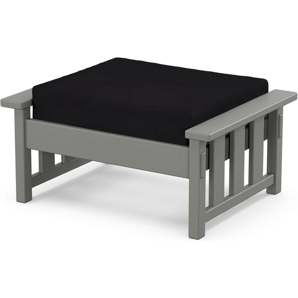 imageMartha Stewart by POLYWOOD Acadia Deep Seating Ottoman in Slate GreyMidnight LinenSlate Grey  Midnight Linen