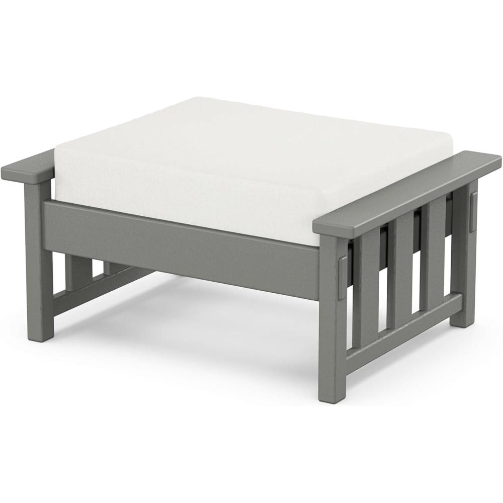 imageMartha Stewart by POLYWOOD Acadia Deep Seating Ottoman in Slate GreyMidnight LinenSlate Grey  Natural Linen