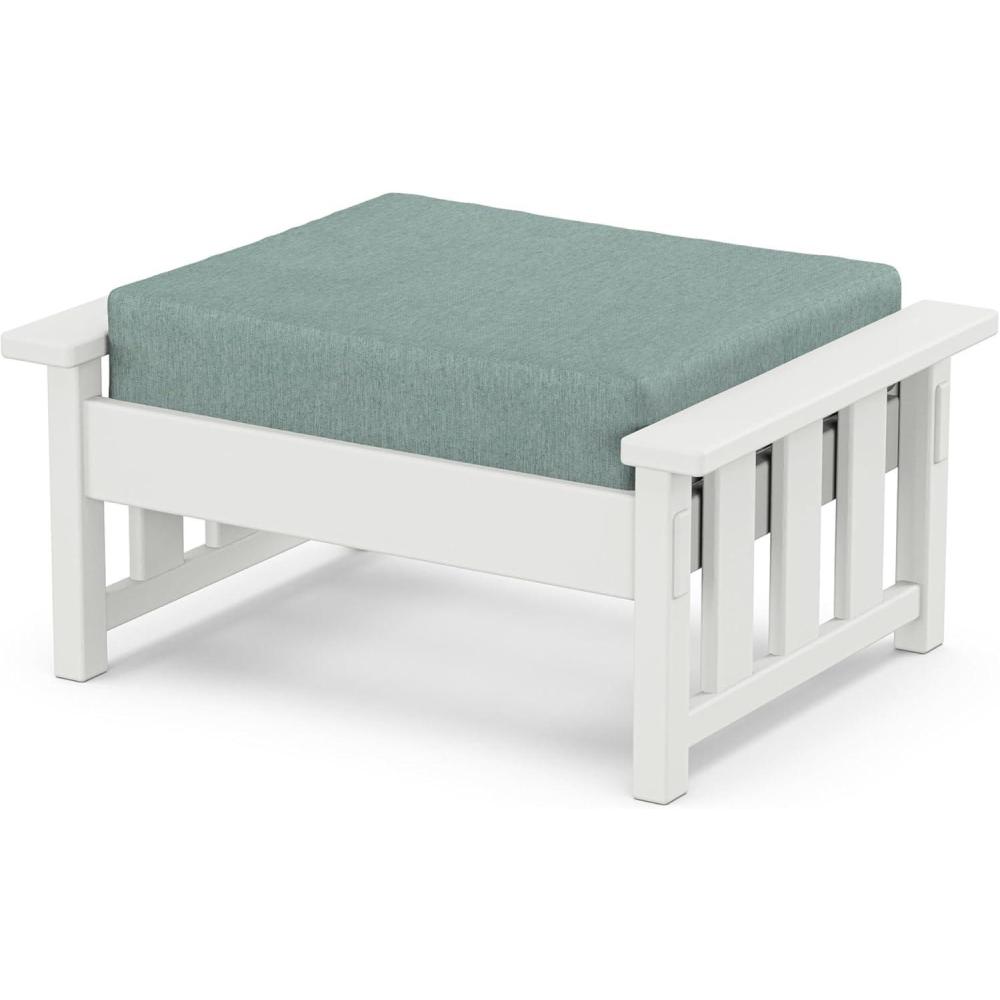 imageMartha Stewart by POLYWOOD Acadia Deep Seating Ottoman in Slate GreyMidnight LinenWhite  Glacier Spa