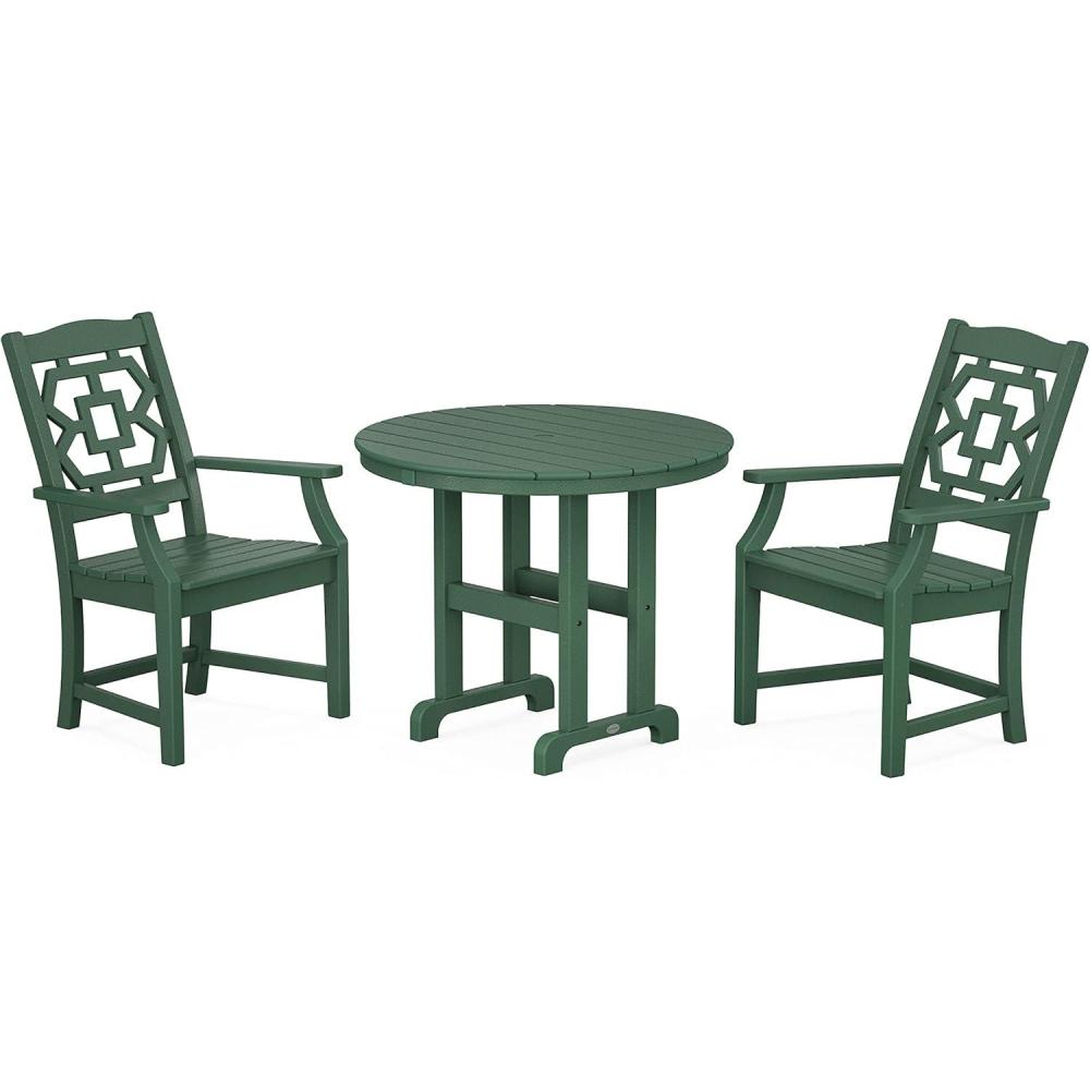 imageMartha Stewart by POLYWOOD Chinoiserie 3Piece Farmhouse Dining Set in MahoganyGreen