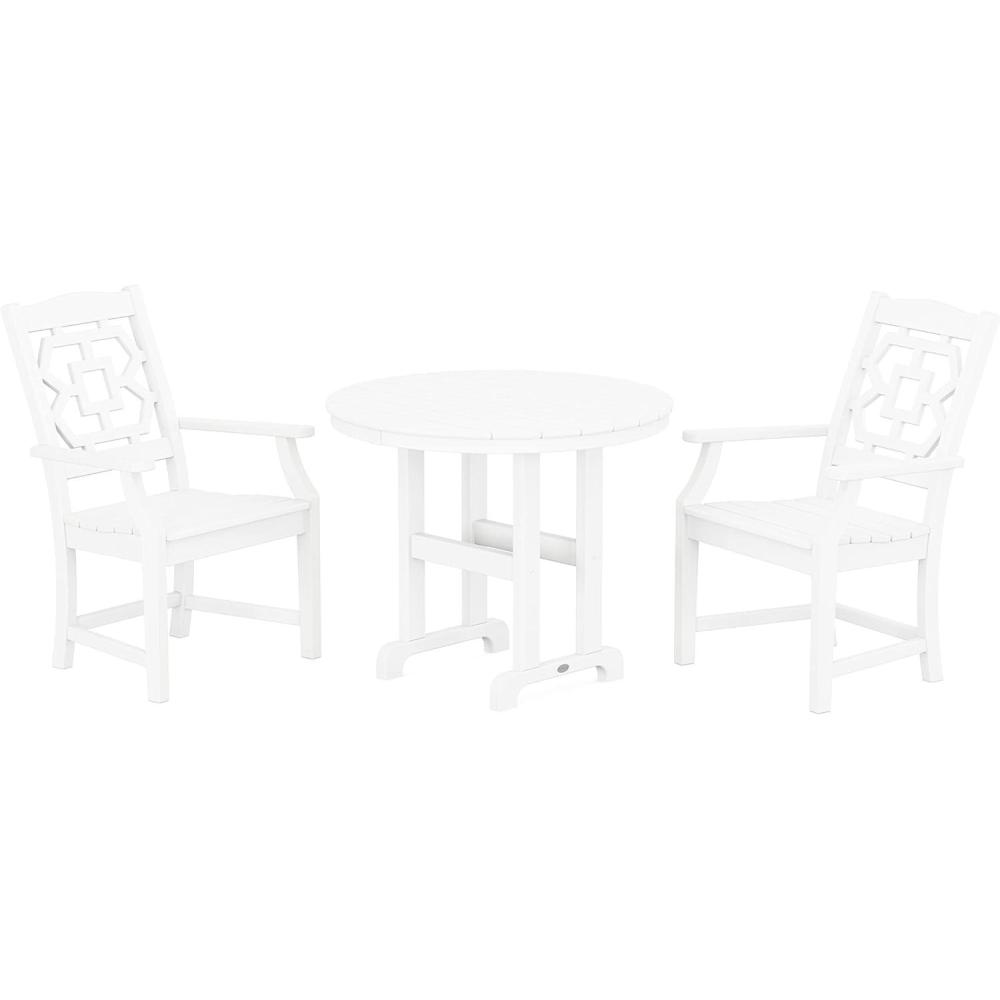 imageMartha Stewart by POLYWOOD Chinoiserie 3Piece Farmhouse Dining Set in MahoganyWhite