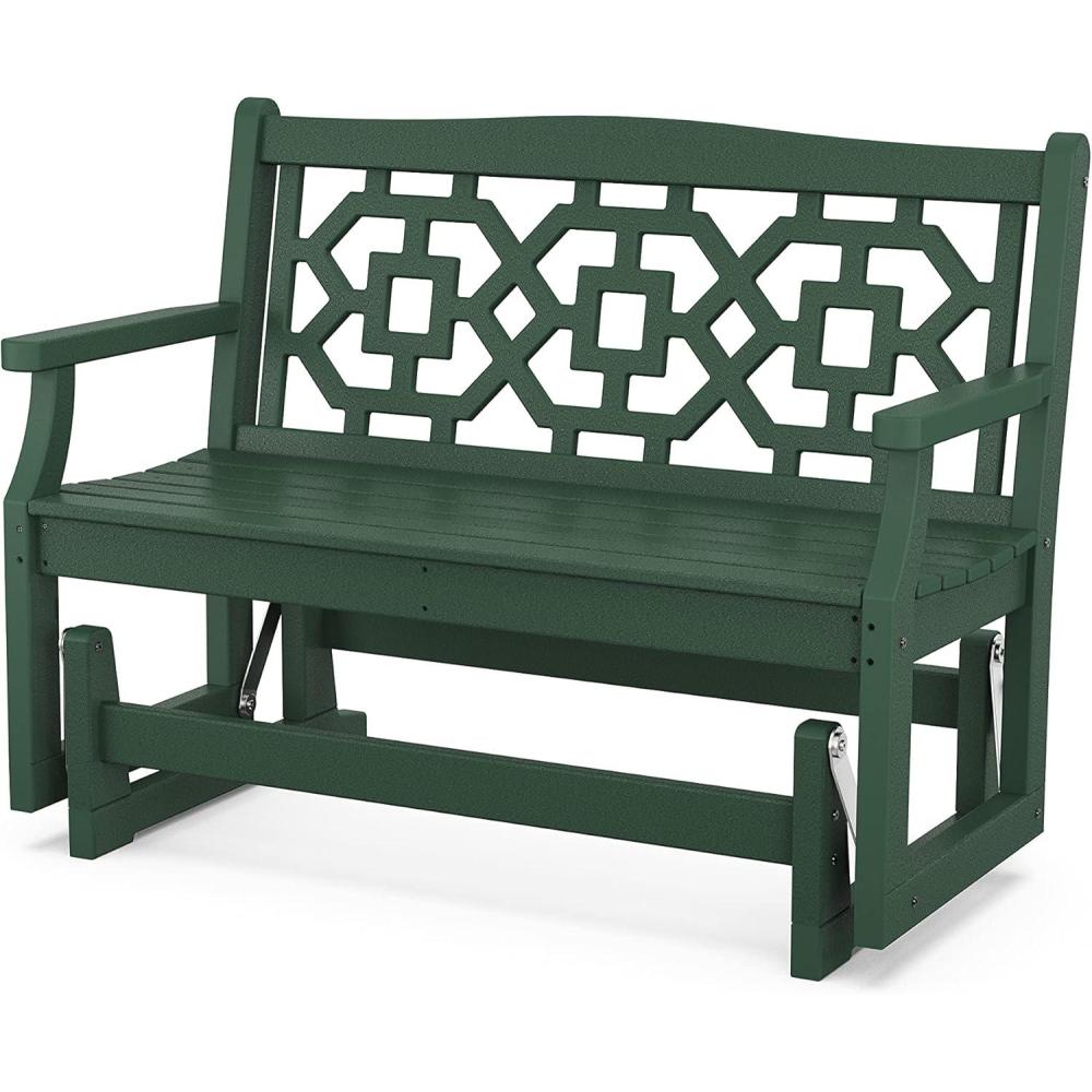 imageMartha Stewart by POLYWOOD Chinoiserie 48 Glider in SandGreen