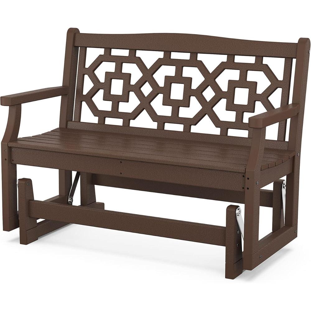imageMartha Stewart by POLYWOOD Chinoiserie 48 Glider in SandMahogany