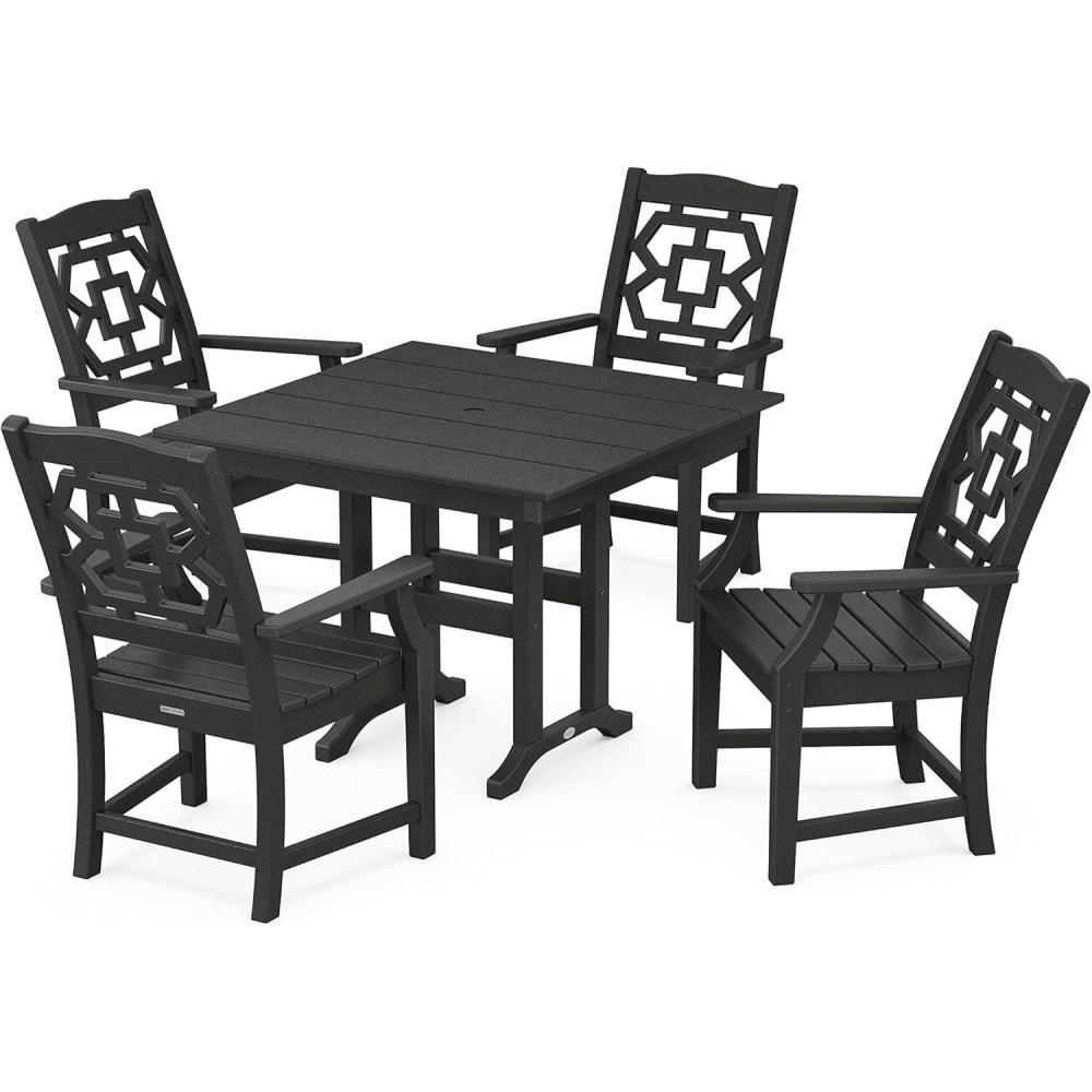 imageMartha Stewart by POLYWOOD Chinoiserie 5Piece Farmhouse Dining Set in WhiteBlack