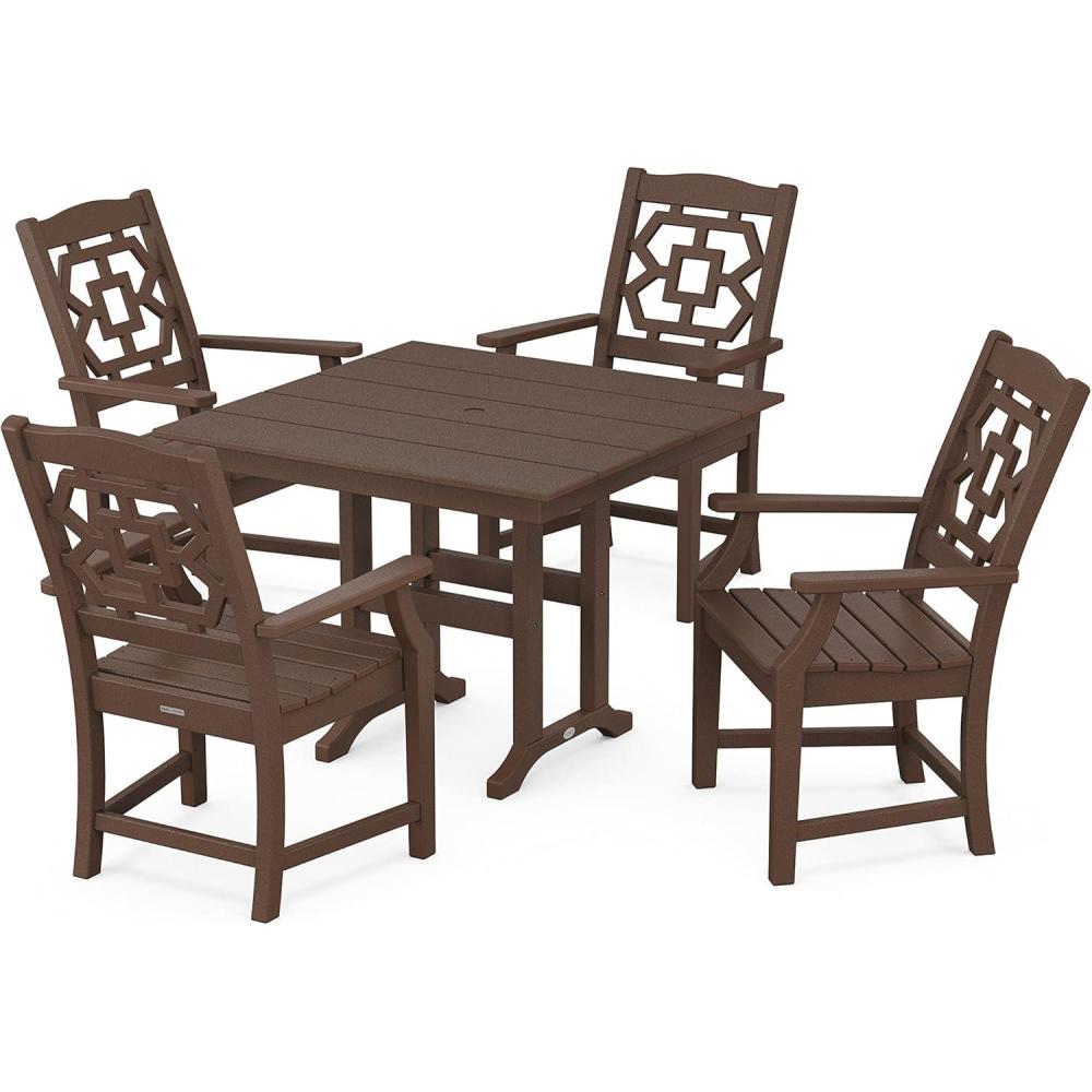 imageMartha Stewart by POLYWOOD Chinoiserie 5Piece Farmhouse Dining Set in WhiteMahogany