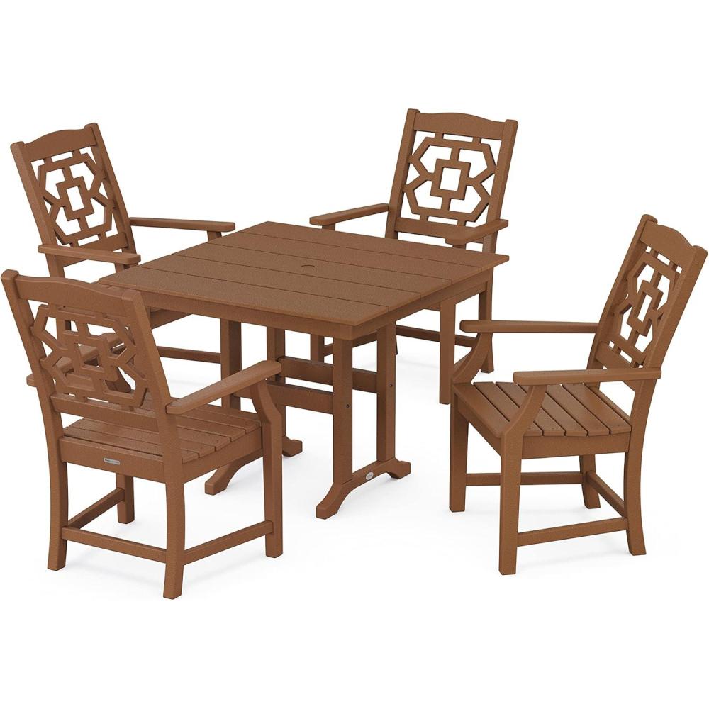 imageMartha Stewart by POLYWOOD Chinoiserie 5Piece Farmhouse Dining Set in WhiteTeak