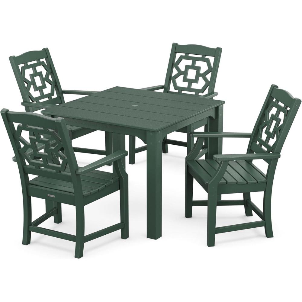 imageMartha Stewart by POLYWOOD Chinoiserie 5Piece Parsons Dining Set Exclusive in GreenGreen