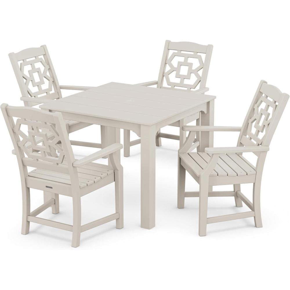 imageMartha Stewart by POLYWOOD Chinoiserie 5Piece Parsons Dining Set Exclusive in GreenSand