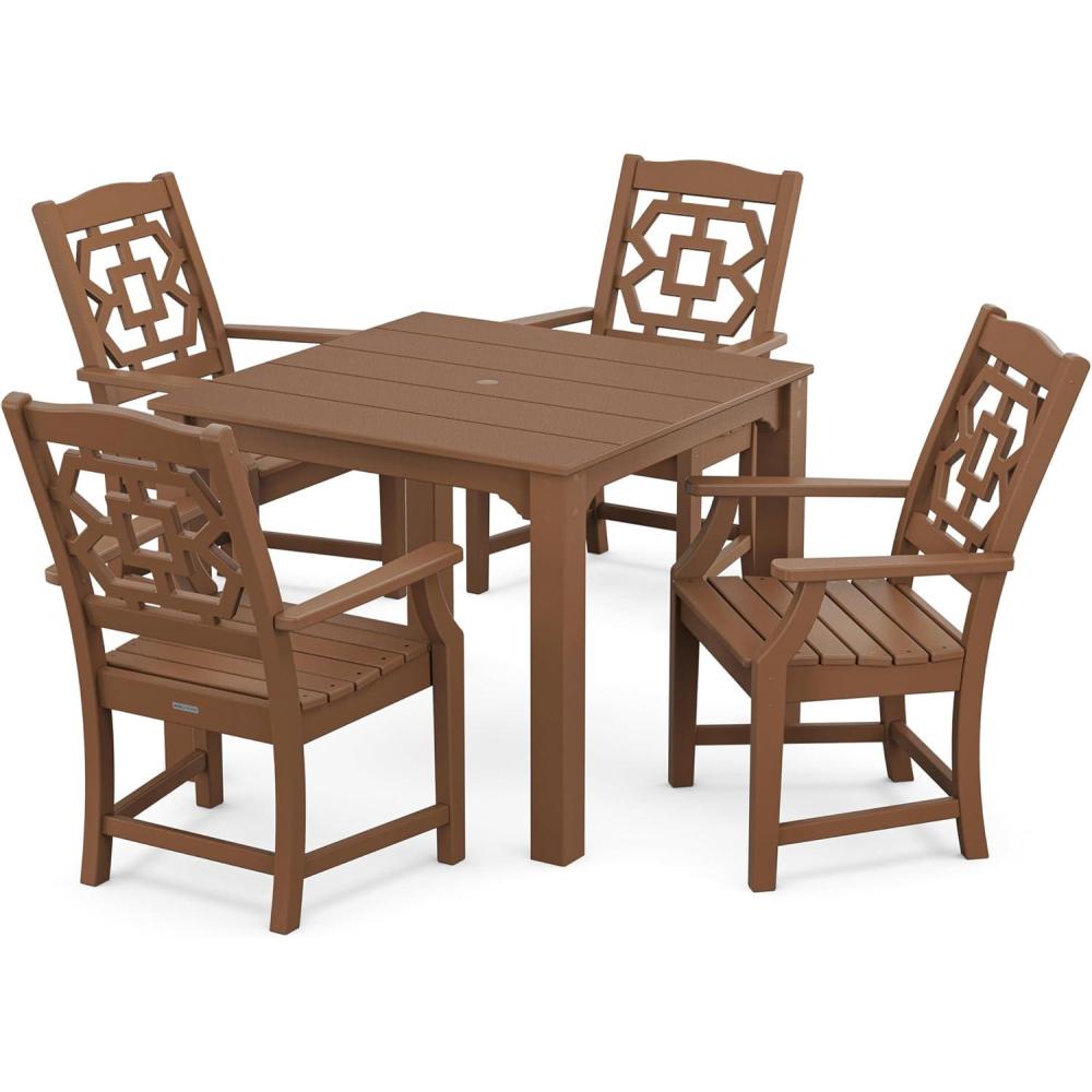 imageMartha Stewart by POLYWOOD Chinoiserie 5Piece Parsons Dining Set Exclusive in GreenTeak