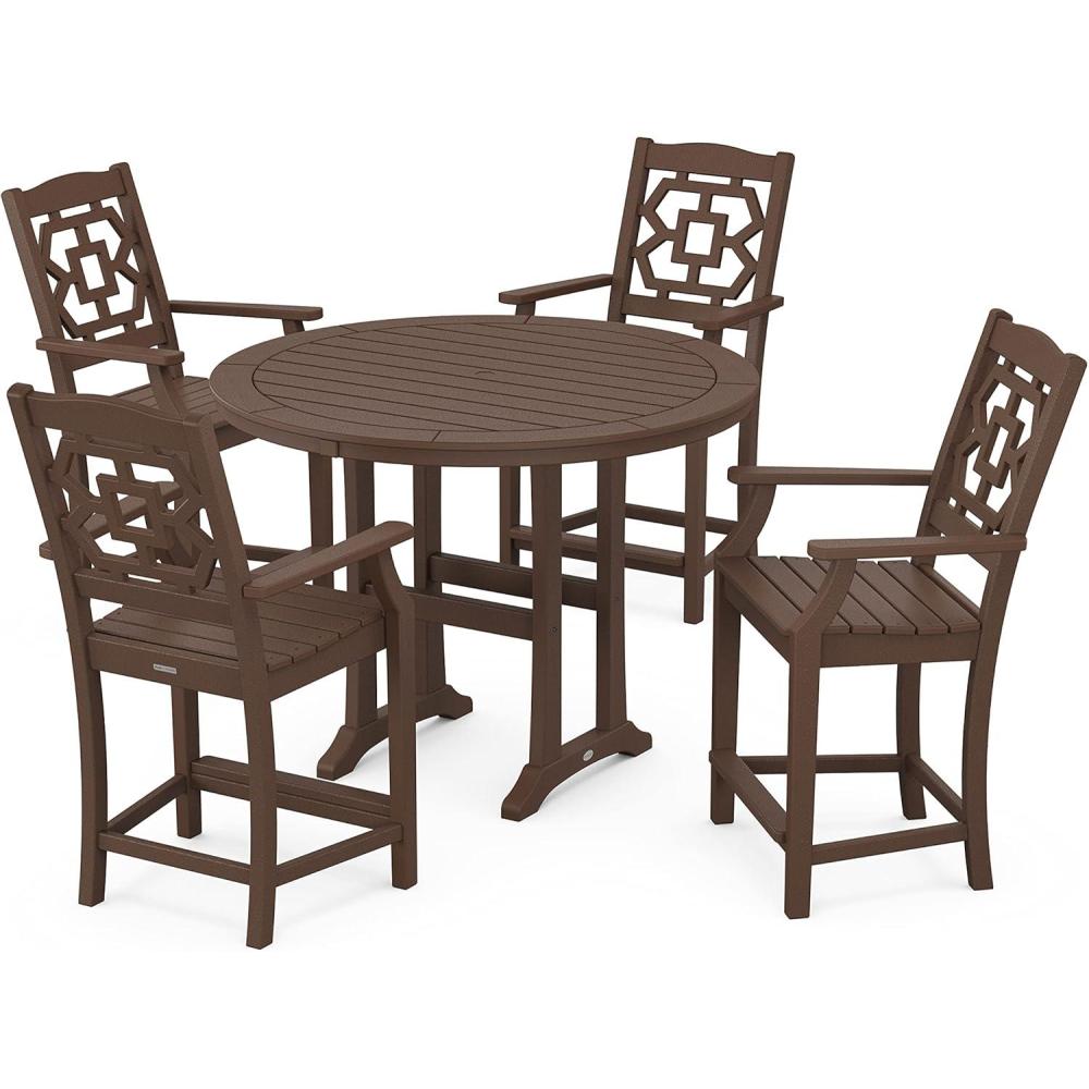 imageMartha Stewart by POLYWOOD Chinoiserie 5Piece Round Counter Set in GreenMahogany
