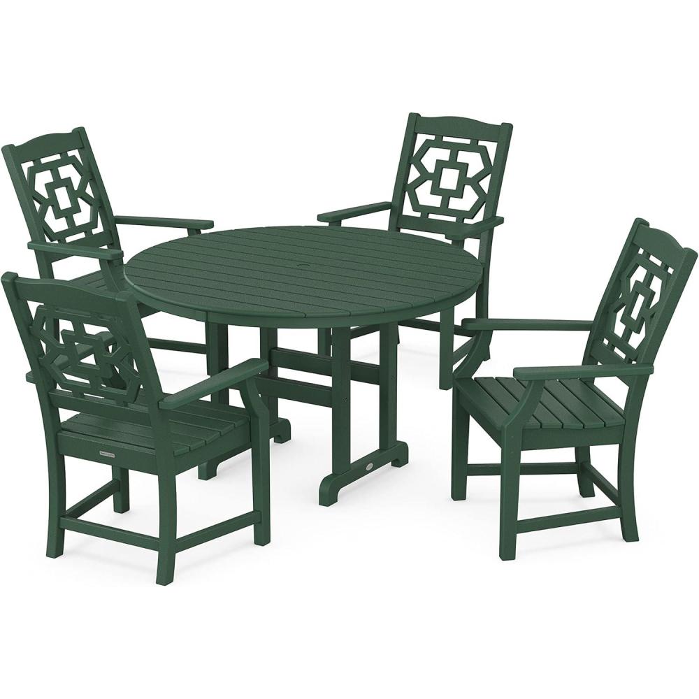 imageMartha Stewart by POLYWOOD Chinoiserie 5Piece Round Farmhouse Dining Set in Slate GreyGreen