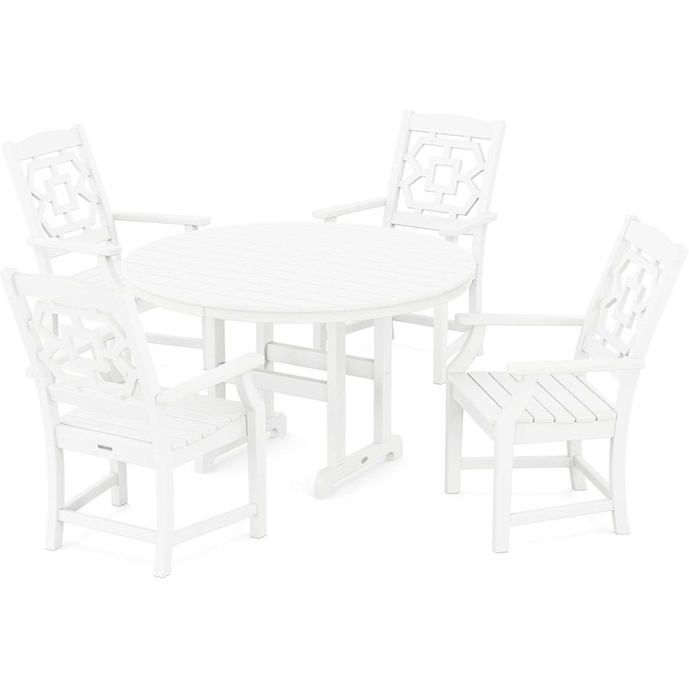 imageMartha Stewart by POLYWOOD Chinoiserie 5Piece Round Farmhouse Dining Set in Slate GreyWhite