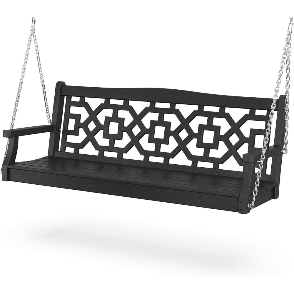imageMartha Stewart by POLYWOOD Chinoiserie 60 Swing in Slate GreyBlack