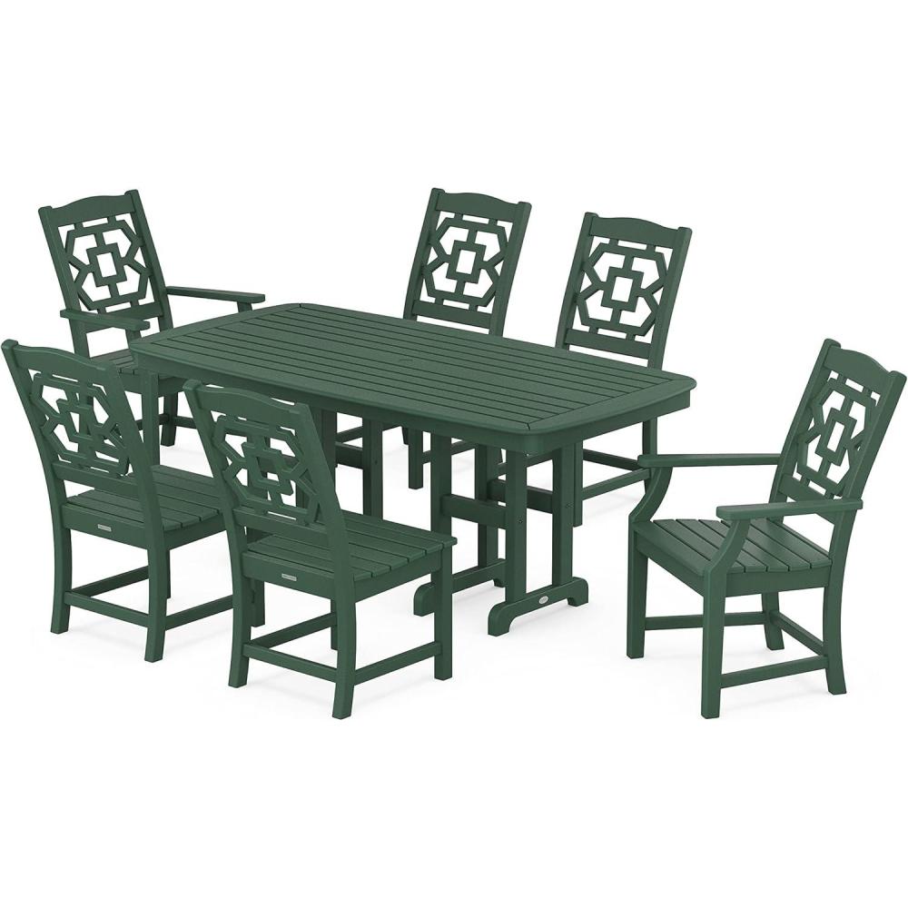 imageMartha Stewart by POLYWOOD Chinoiserie 7Piece Dining Set in WhiteGreen