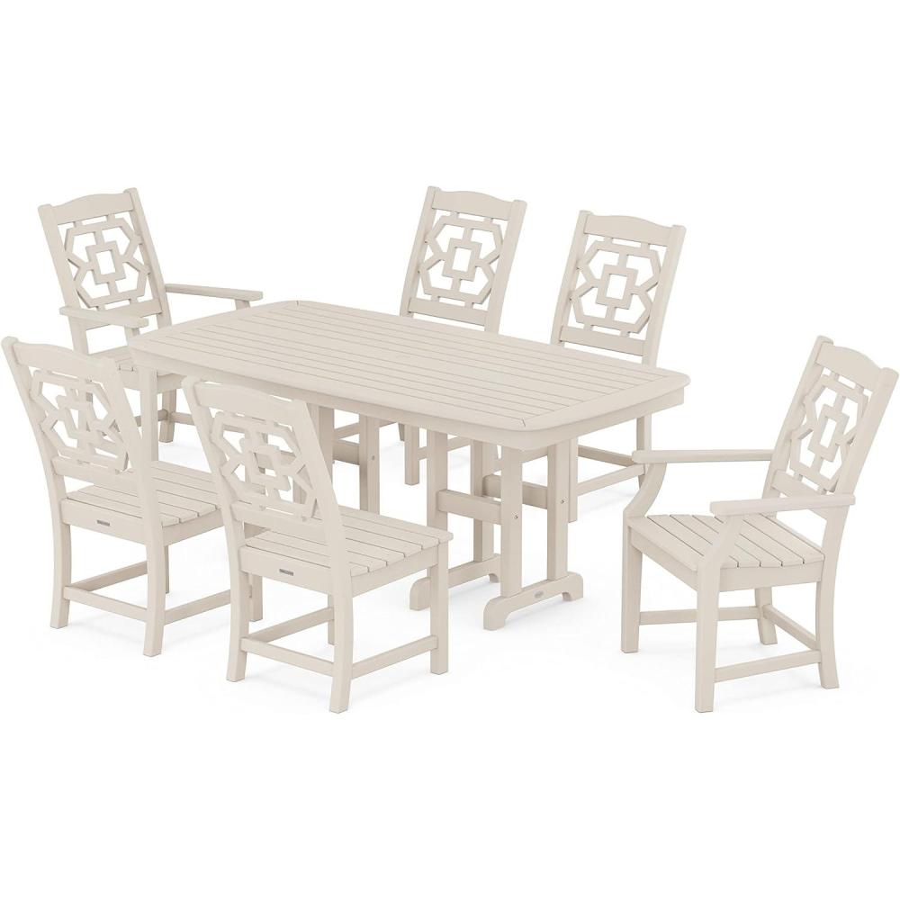 imageMartha Stewart by POLYWOOD Chinoiserie 7Piece Dining Set in WhiteSand
