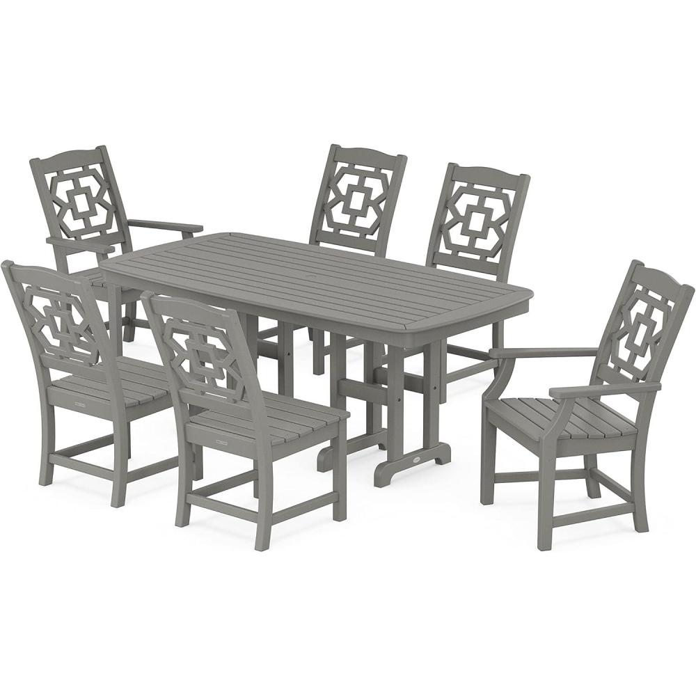 imageMartha Stewart by POLYWOOD Chinoiserie 7Piece Dining Set in WhiteSlate Grey