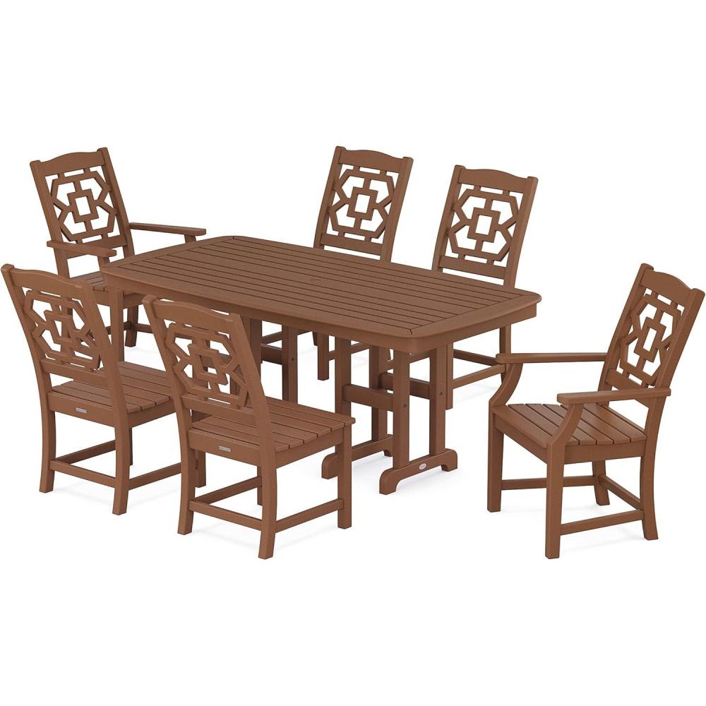 imageMartha Stewart by POLYWOOD Chinoiserie 7Piece Dining Set in WhiteTeak
