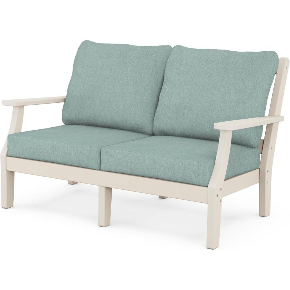 imageMartha Stewart by POLYWOOD Chinoiserie Deep Seating Loveseat in MahoganySpiced BurlapSand  Glacier Spa