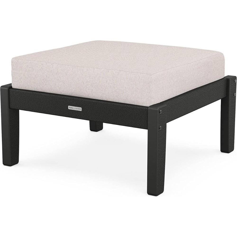 imageMartha Stewart by POLYWOOD Chinoiserie Deep Seating Ottoman in SandAsh CharcoalBlack  Dune Burlap