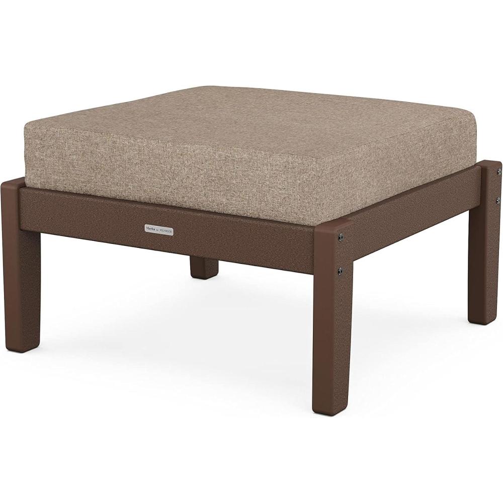 imageMartha Stewart by POLYWOOD Chinoiserie Deep Seating Ottoman in SandAsh CharcoalMahogany  Spiced Burlap