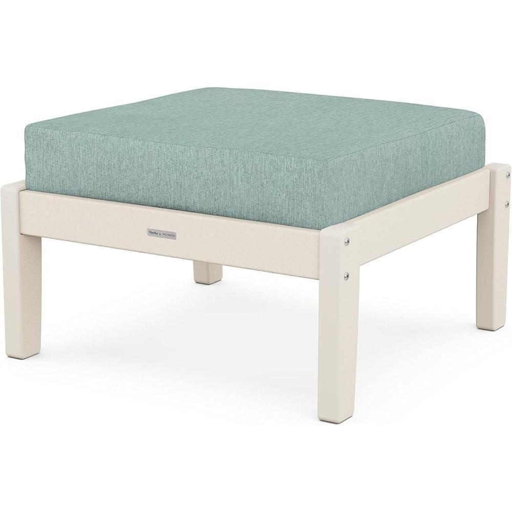 imageMartha Stewart by POLYWOOD Chinoiserie Deep Seating Ottoman in SandAsh CharcoalSand  Glacier Spa