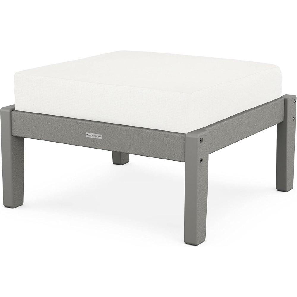 imageMartha Stewart by POLYWOOD Chinoiserie Deep Seating Ottoman in SandAsh CharcoalSlate Grey  Natural Linen