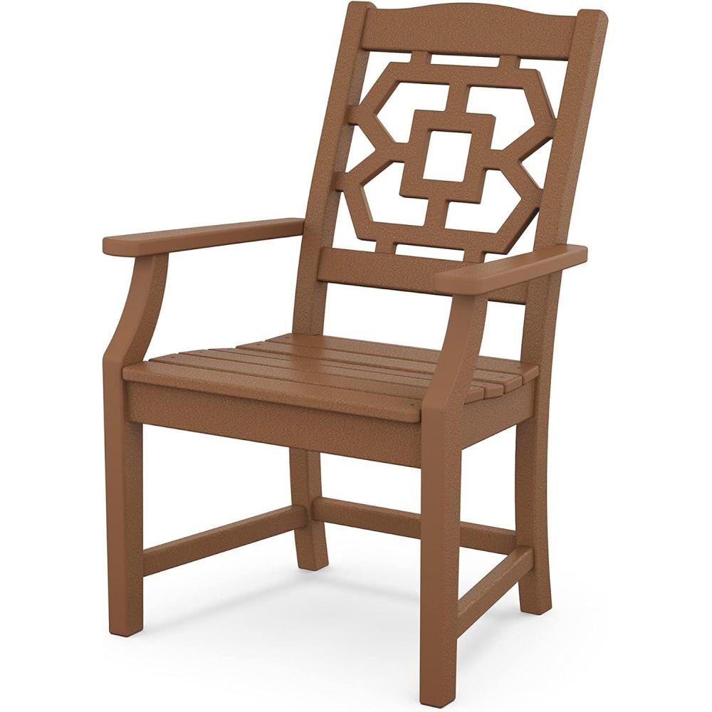 imageMartha Stewart by POLYWOOD Chinoiserie Outdoor Dining Arm Chair Slate Grey Durable HDPE AllWeather Comfortable Patio Seating with Lattice Back Backyard Garden Furniture Made in The USATeak