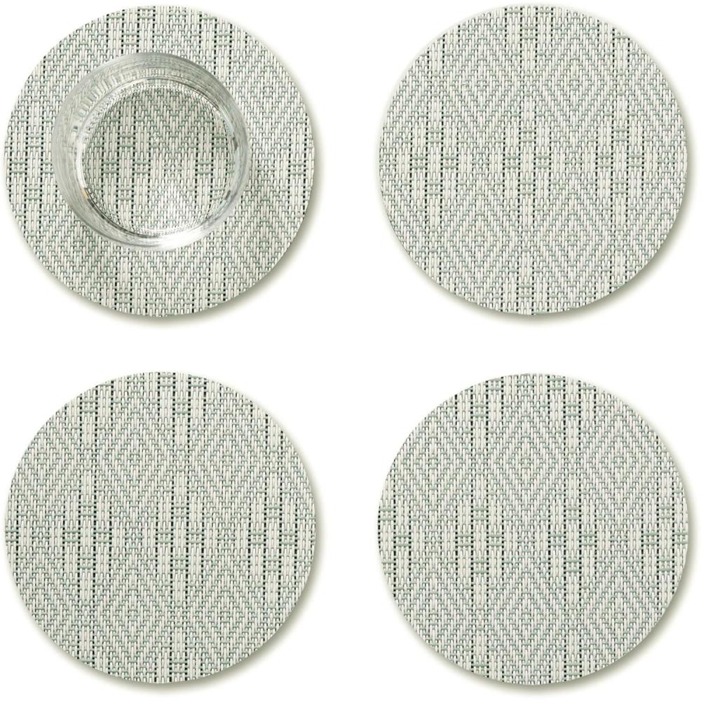 imageMartha by Martha Stewart Chilewich Boxwood Coasters in Abalone Set of 4 StainResistant Woven Textile with Recycled Felt Backing 5 RoundAbalone