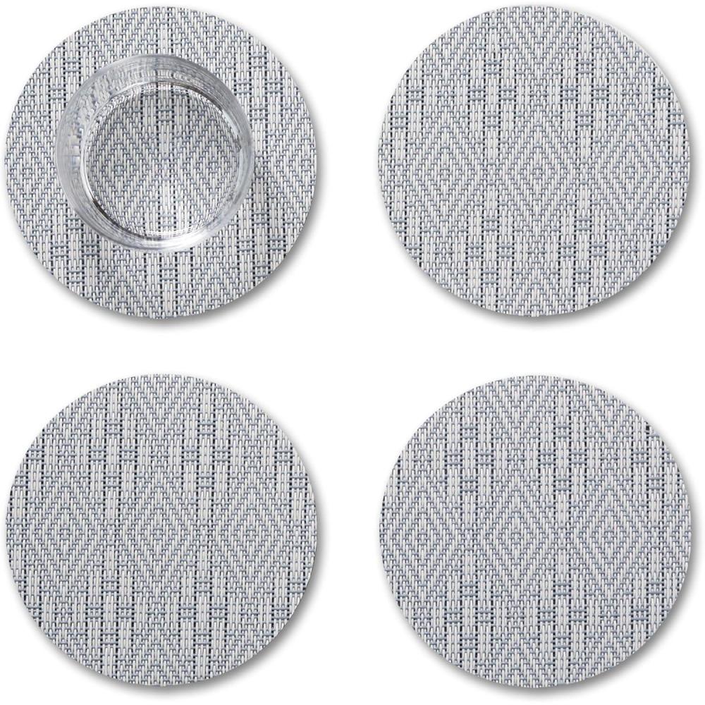 imageMartha by Martha Stewart Chilewich Boxwood Coasters in Abalone Set of 4 StainResistant Woven Textile with Recycled Felt Backing 5 RoundSea