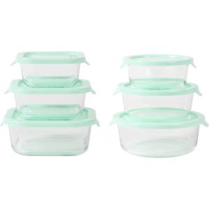 Martha Stewart 12 Piece Storage Borosilicate Glass Container Set w/Snap Martha Blue Lids