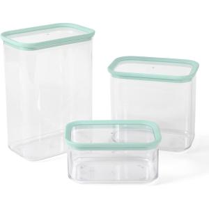 Martha Stewart Hadsell 6 Piece 32.1 oz, 22 oz, 13.5 oz Round Borosilicate Glass Storage Container Set w/PP Pop Martha Blue Lids(Rectangular (92oz  60oz  26oz))